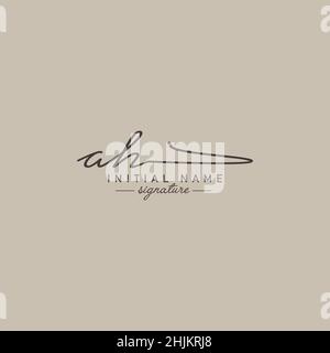 Initial Letter AH Logo - Hand Drawn Signature Logo - Minimal Vector Logo for Initials in handwriting style Stock Vector