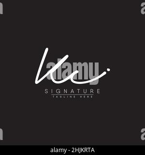 Initial Letter KC Logo - Handwritten Signature Logo - Minimal Vector Logo for Initials in handwriting style Stock Vector