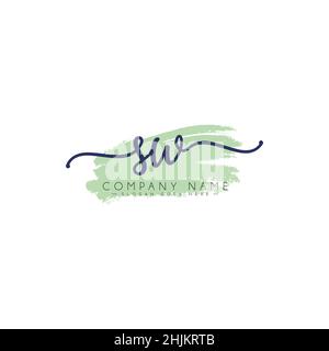 Initial Letter SW Logo - Hand Drawn Signature Style Logo - Minimal Vector Logo for Initials in handwriting style Stock Vector