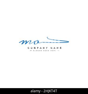 Initial Letter MO Logo - Hand Drawn Signature Style Logo - Minimal Vector Logo for Initials in handwriting style Stock Vector