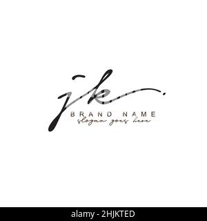 Initial Letter JK Logo - Handwritten Signature Style Logo - Minimal Vector Logo for Initials in handwriting style Stock Vector