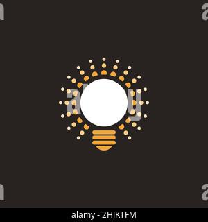 Stylized Bulb Logo - Vector Icon of White and Orange Bulb - Bright Future Logo - Vector Logo Template for Business Stock Vector