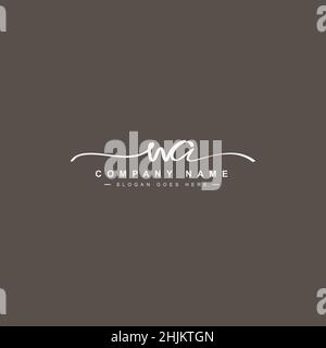 Initial Letter WA Logo - Handwritten Signature Style Logo - Minimal Vector Logo for Initials in handwriting style Stock Vector