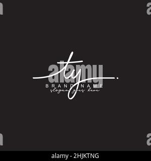 Initial Letter TY Logo - Hand Drawn Signature Style Logo - Minimal Vector Logo for Initials in handwriting style Stock Vector