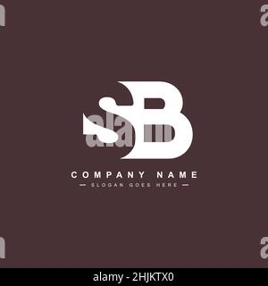 Initial Letter SB Logo - Minimal Business Logo for Alphabet S and B - Monogram Vector Logo Template for Business Name Initials Stock Vector