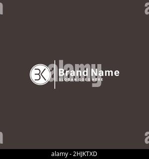 Initial Letter BK Logo - Simple Business Logo for Alphabet B and K - Monogram Vector Logo Template for Business Name Initials Stock Vector