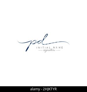 Initial Letter PD Logo - Handwritten Signature Style Logo - Minimal Vector Logo for Initials in handwriting style Stock Vector