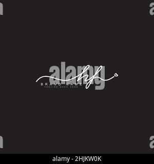 Initial Letter HF Logo - Handwritten Signature Logo - Minimal Vector Logo for Initials in handwriting style Stock Vector
