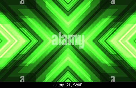 Modern green futuristic gaming abstract vector background with arrows and angles. Bright glowing green background with digital arrows. Abstract green Stock Vector