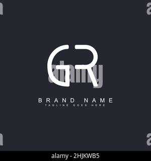 Simple Business Logo for Initial Letter GR - Alphabet Logo - Monogram Vector Logo Template for Business Name Initials Stock Vector