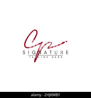 Initial Letter CP Logo - Hand Drawn Signature Logo - Minimal Vector Logo for Initials in handwriting style Stock Vector