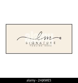 Initial Letter LM Logo - Handwritten Signature Style Logo - Minimal Vector Logo for Initials in handwriting style Stock Vector