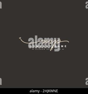 Initial Letter MP Logo - Hand Drawn Signature Logo - Minimal Vector Logo for Initials in handwriting style Stock Vector