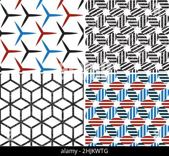 4 different vector patterns in the same package(eps). One pattern is paid and 3 are free (white dividing lines) Stock Vector