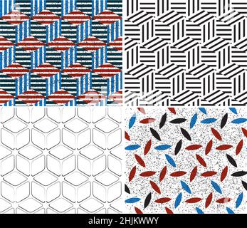 4 different vector patterns in the same package(eps). One pattern is paid and 3 are free (white dividing lines) Stock Vector