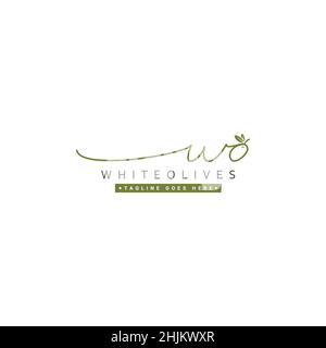 Initial Letter WO Logo - Handwritten Signature Logo - Minimal Vector Logo for Initials in handwriting style Stock Vector