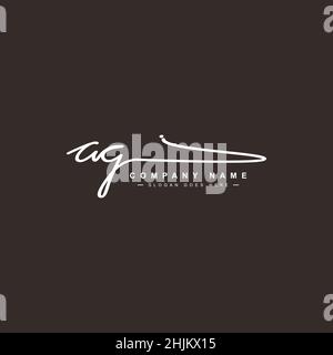 Initial Letter AG Logo - Hand Drawn Signature Logo - Minimal Vector Logo for Initials in handwriting style Stock Vector