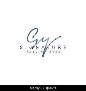 Initial Letter GY Logo - Hand Drawn Signature Style Logo - Minimal Vector Logo for Initials in handwriting style Stock Vector