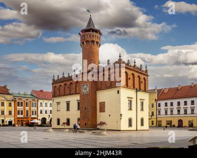 Tarnow, Poland. Renaissance town hall and tenement houses in old city main square often called the Perl of Polish renaissance Stock Photo