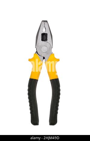 Combination pliers isolated on white background. Pliers isolated on white, top view. Stock Photo