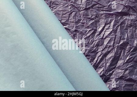 Purple crumpled paper, for backgrounds or textures. Template for various purposes. Stock Photo
