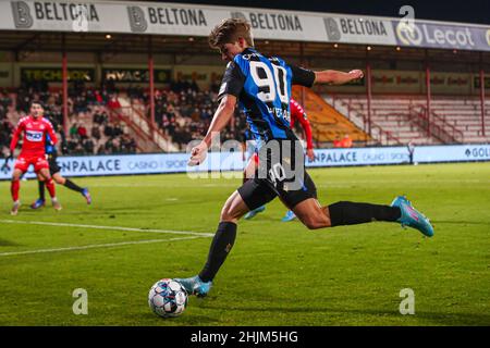 KORTRIJK, BELGIUM - JANUARY 30: Charles De Ketelaere of Club Brugge KV during the Jupiler Pro League match between KV Kortrijk and Club Brugge at Guldensporenstadion on January 30, 2022 in Kortrijk, Belgium (Photo by Ben Gal/Orange Pictures) Stock Photo