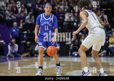 Baton Rouge, LA, USA. 30th Jan, 2022. during NCAA Women's Basketball action between the Kentucky Wildcats and the LSU Tigers at the Pete Maravich Assembly Center in Baton Rouge, LA. Jonathan Mailhes/CSM/Alamy Live News Stock Photo