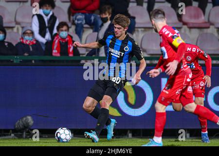 KORTRIJK, BELGIUM - JANUARY 30: Charles De Ketelaere of Club Brugge KV during the Jupiler Pro League match between KV Kortrijk and Club Brugge at Guldensporenstadion on January 30, 2022 in Kortrijk, Belgium (Photo by Ben Gal/Orange Pictures) Stock Photo