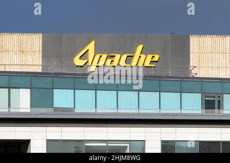 Apache logo on Apache North Sea Limited building, Aberdeen, Scotland, UK Stock Photo