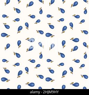 Seamless pattern with plum on white background. Natural delicious fresh ripe tasty fruit. Vector illustration for print, fabric, textile, banner Stock Vector