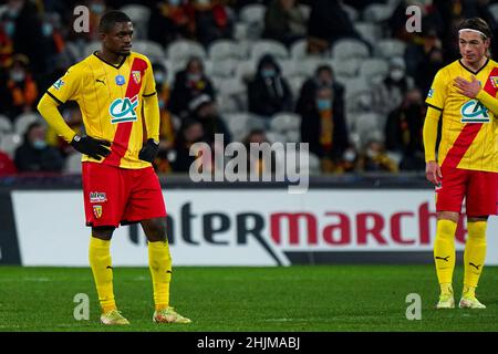 LENS, FRANCE - JANUARY 30: Cheick Doucoure of RC Lens during the Coupe de France match between RC Lens and AS Monaco at Stade Bollaert-Delelis on January 30, 2022 in Lens, France (Photo by Jeroen Meuwsen/Orange Pictures) Stock Photo