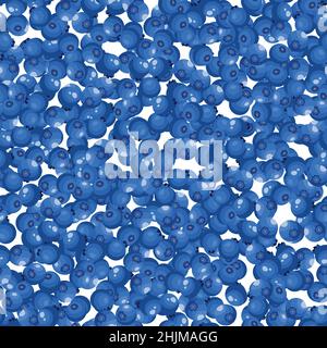 Seamless pattern with blueberry on white background. Natural fresh ripe tasty blueberries. Vector illustration for background, packaging, textile Stock Vector