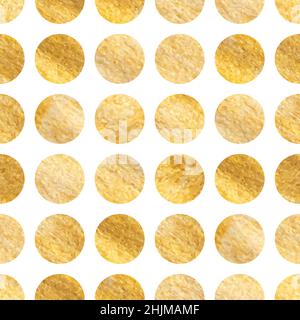 Abstract fashion grunge polka dots background. White seamless pattern with golden textured circles. Template design for invitation, poster, card Stock Vector