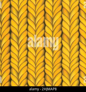 Abstract seamless knitted pattern. Yellow realistic knit texture, merino wool fabric. Monochrome repeating winter design. Modern minimalist stylish Stock Vector