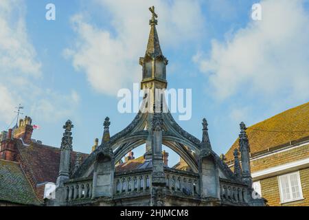 The Poultry Cross in Salisbury city centre, built in the 14th Century Stock Photo