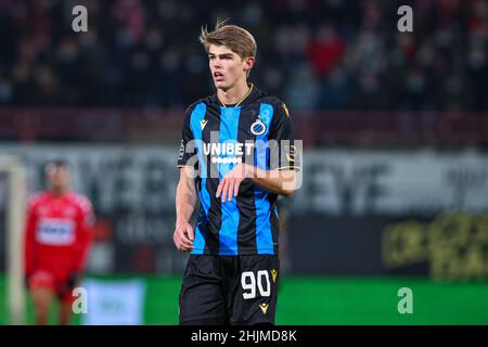 KORTRIJK, BELGIUM - JANUARY 30: Charles De Ketelaere of Club Brugge KV during the Jupiler Pro League match between KV Kortrijk and Club Brugge at Guldensporenstadion on January 30, 2022 in Kortrijk, Belgium (Photo by Ben Gal/Orange Pictures) Stock Photo