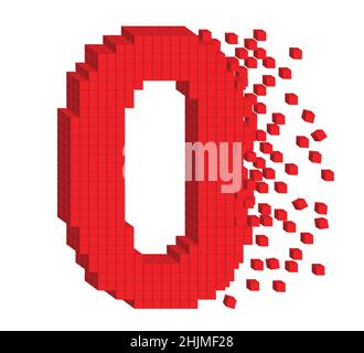Vector shaped three-dimensional red color cubes in a form of a number zero Stock Vector