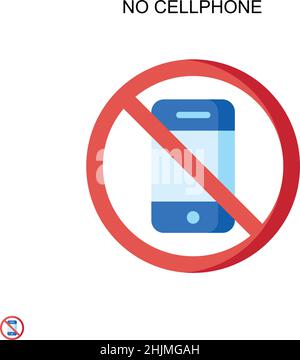 No cell zone sign. Simple black lines drawing of mobile phone symbol in ...