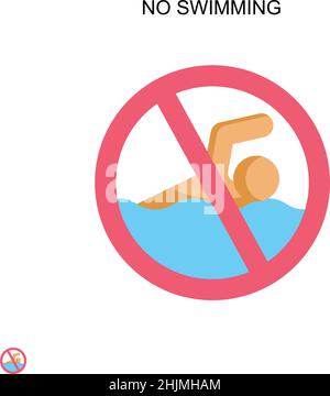 No swimming Simple vector icon. Illustration symbol design template for web mobile UI element. Stock Vector