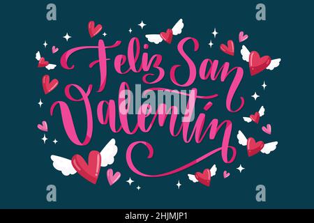 flat happy valentine day spanish design vector illustration design vector illustration Stock Vector