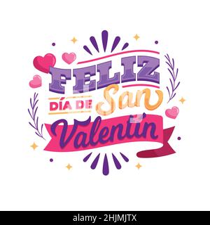 flat happy valentine day lettering spanish design vector illustration design vector illustration Stock Vector