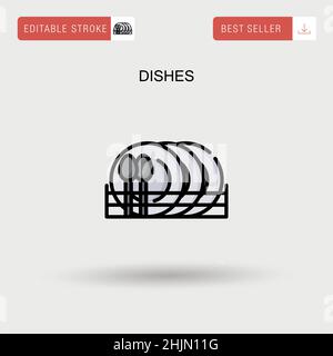 Dishes Simple vector icon. Stock Vector