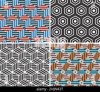 4 different vector patterns in the same package(eps). One pattern is paid and 3 are free (white dividing lines) Stock Vector