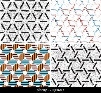 4 different vector patterns in the same package(eps). One pattern is paid and 3 are free (white dividing lines) Stock Vector