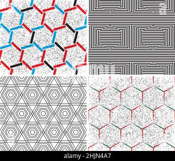 4 different vector patterns in the same package(eps). One pattern is paid and 3 are free (white dividing lines) Stock Vector