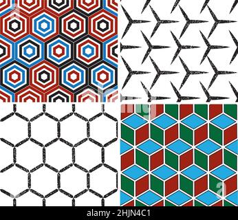 4 different vector patterns in the same package(eps). One pattern is paid and 3 are free (white dividing lines) Stock Vector