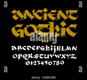 Antique font. Vector. All numbers. Medieval latin black letters on a white background. Calligraphy and lettering. Graphic elements for corporate ident Stock Vector