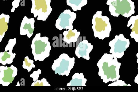 Abstract modern leopard seamless pattern. Animals trendy background. Rainbow and black decorative vector stock illustration for print, card, postcard Stock Vector