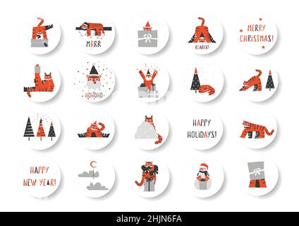 Chinese new year sticker with asian holiday symbol