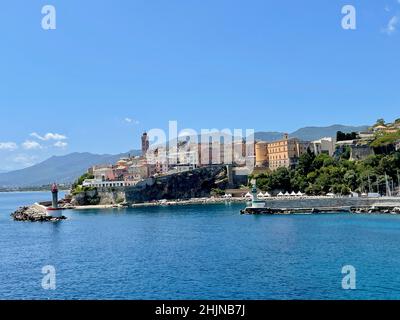 Panoramic view of old harbor and old town of Bastia. Corsica, France. High quality photo Stock Photo